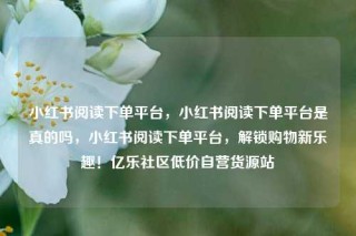 小红书阅读下单平台，小红书阅读下单平台是真的吗，小红书阅读下单平台，解锁购物新乐趣！亿乐社区低价自营货源站