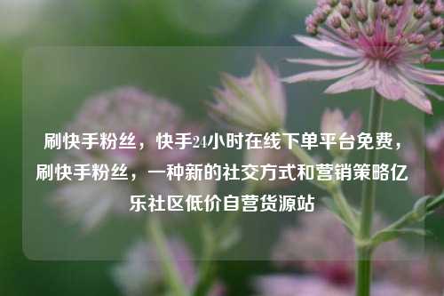 刷快手粉丝	，快手24小时在线下单平台免费，刷快手粉丝，一种新的社交方式和营销策略亿乐社区低价自营货源站  第1张
